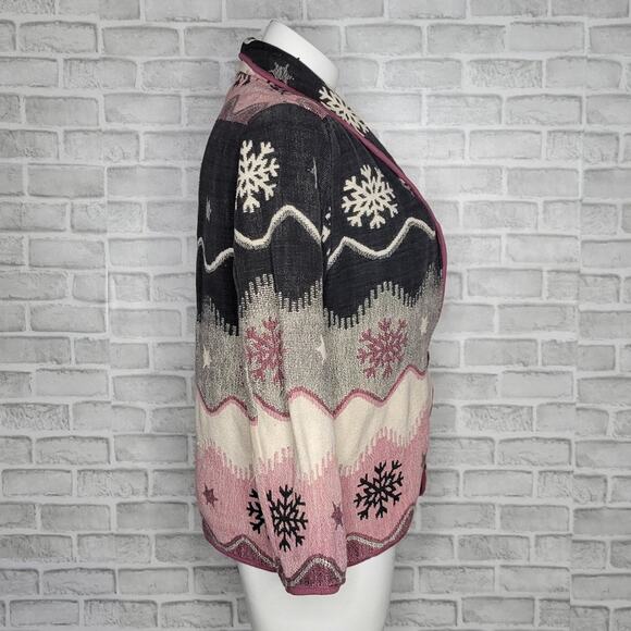 Vintage 90s Flashback Tapestry Snowflake Jacket, sz Large - Picture 3 of 5